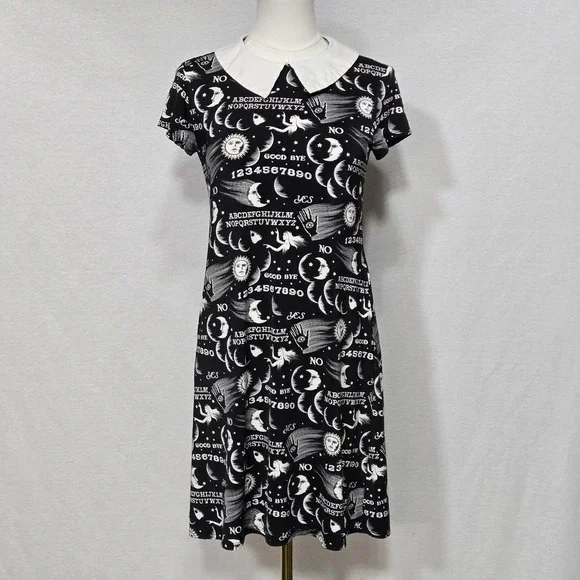Folter Dress Womens Medium Black Ouija Occult Gothic Peter Pan Collar USA - Picture 2 of 12